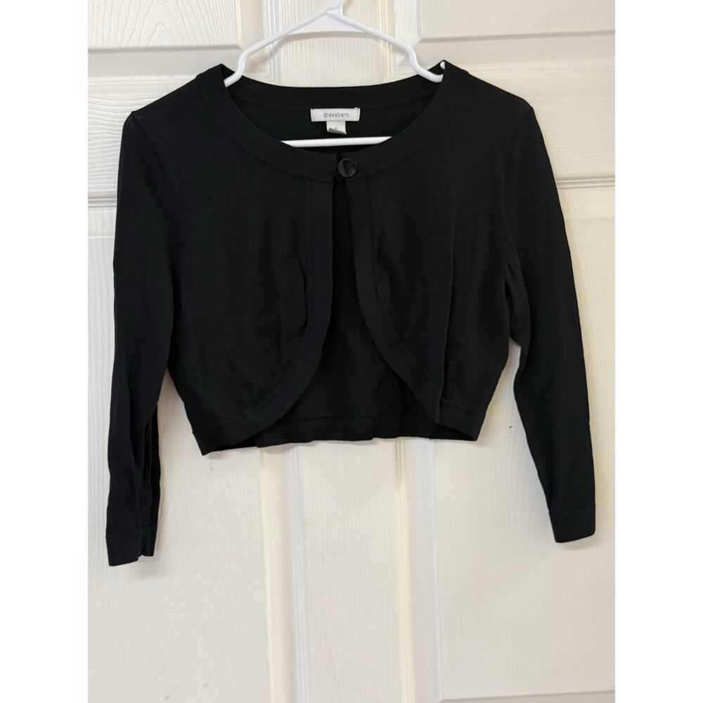 dressbarn Black Cropped Button‑Front Bolero Cardigan | Size S
